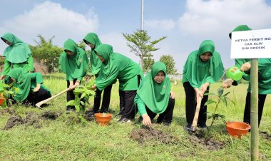 Persit KCK Cabang XLIV Kodim 0817/Gresik Laksanakan Penanaman Pohon dan Tinjau Lokasi TMMD ke-128 di Desa Slempit 